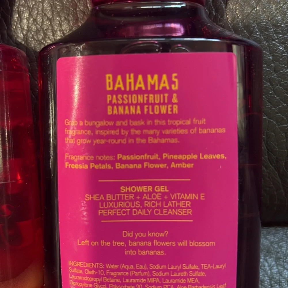 Bath and body gels Napa valley sunset and passionfruit and banana flower